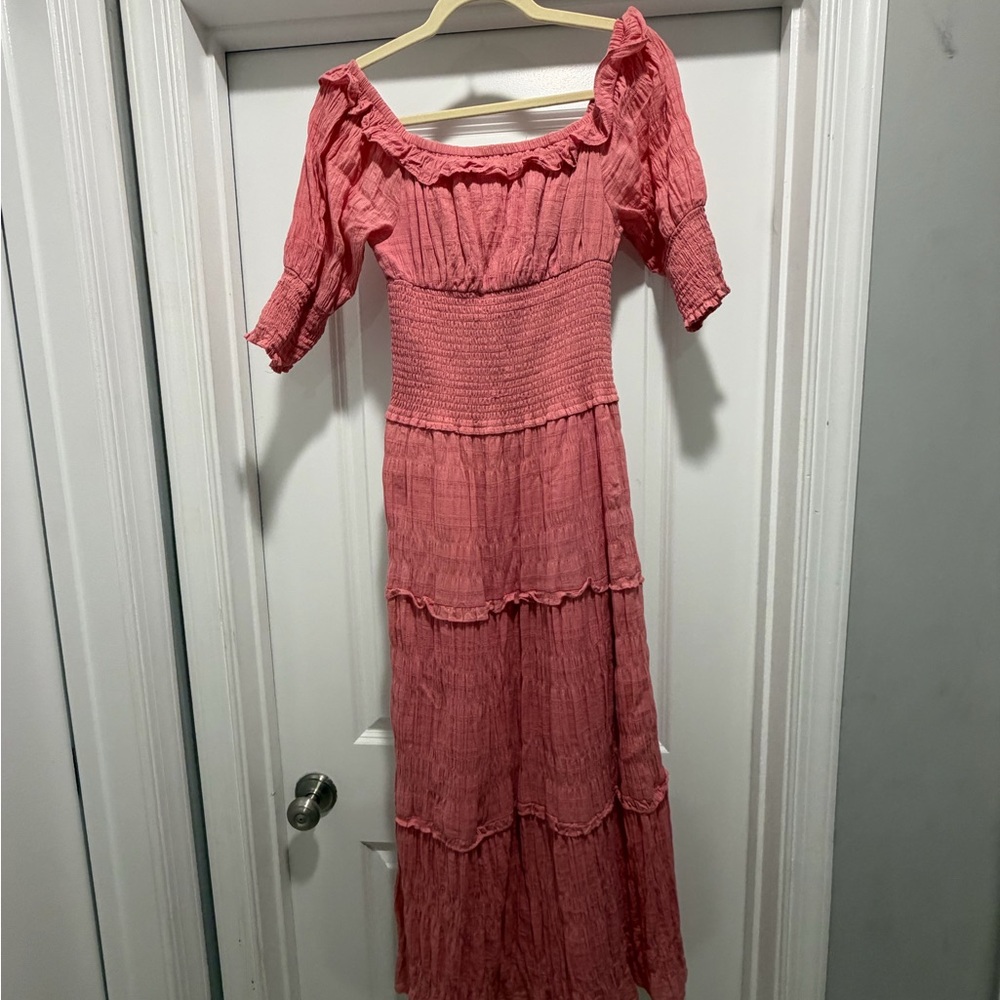 BB Dakota by Steve Madden Pink Ruffle Maxi Dress